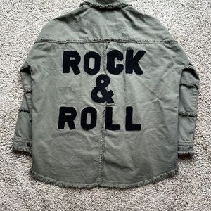 Rock and roll shacket. Size medium. Olive green and black